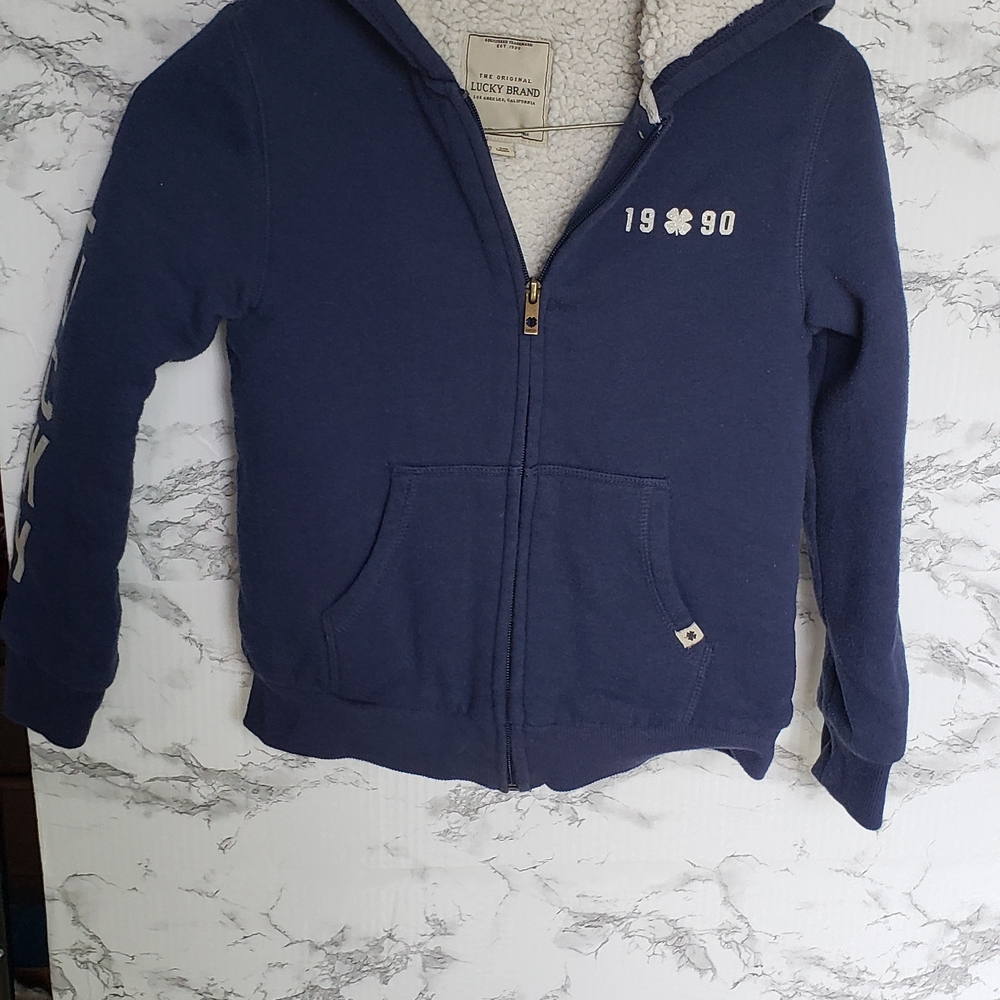 Lucky Brand Blue Sporty Zip-Up Jacket with Ribbed Cuffs.‎ Boys size 7.